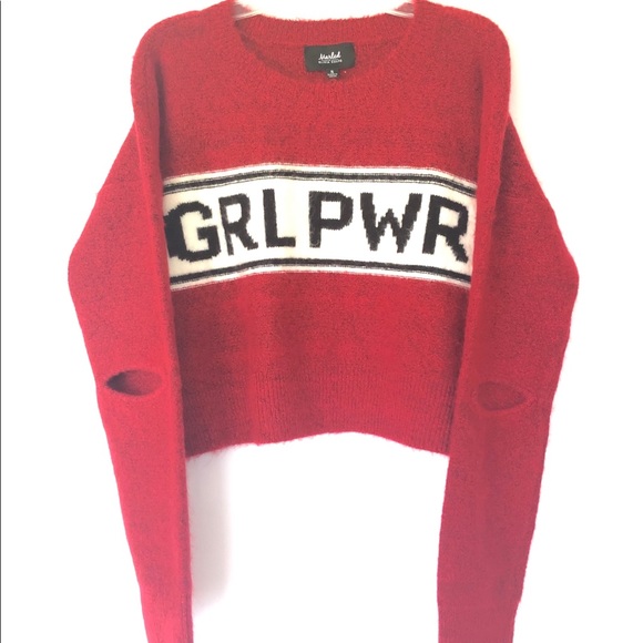 Marled Sweaters - Marled Red GRL PWR Sweater